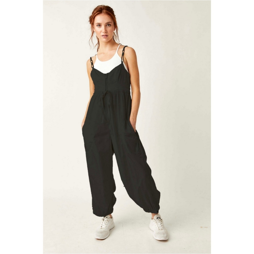 Free People Movement Down To Earth Onesie Jumpsuit Black Nwot